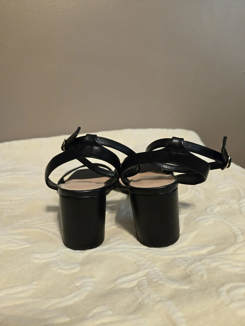 A New Day Shannon Black Square Open Toe Block Heels 7.5